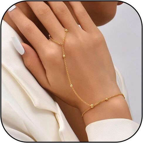 Gold Bracelets for Women,Hand Chain Ring Bracelet Bracelet Ring Hand Chain Non Tarnish Hand Jewelry for Women Dainty Bracelets Set for Women in Saudi Arabia