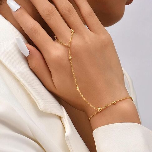 Gold Bracelets for Women,Hand Chain Ring Bracelet Bracelet Ring Hand Chain Non Tarnish Hand Jewelry for Women Dainty Bracelets Set for Women in Saudi Arabia