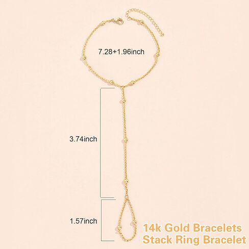 Gold Bracelets for Women,Hand Chain Ring Bracelet Bracelet Ring Hand Chain Non Tarnish Hand Jewelry for Women Dainty Bracelets Set for Women in Saudi Arabia
