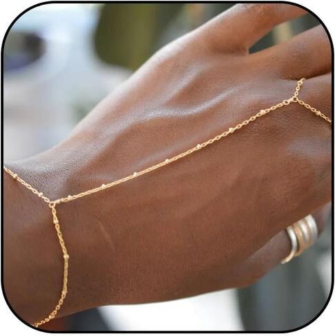 Gold Bracelets for Women,Hand Chain Ring Bracelet Bracelet Ring Hand Chain Non Tarnish Hand Jewelry for Women Dainty Bracelets Set for Women in Saudi Arabia