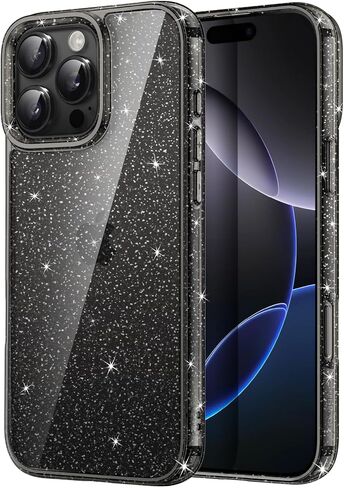 حافظة JETech اللامعة لهاتف iPhone 16 Pro مقاس 6.3 بوصة، غطاء ممتص للصدمات مضاد للصدمات، لطيف لامع للنساء والفتيات (شفاف) in Saudi Arabia