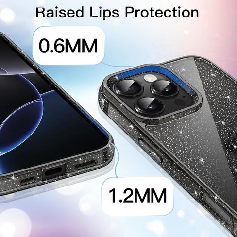 حافظة JETech اللامعة لهاتف iPhone 16 Pro مقاس 6.3 بوصة، غطاء ممتص للصدمات مضاد للصدمات، لطيف لامع للنساء والفتيات (شفاف) in Saudi Arabia