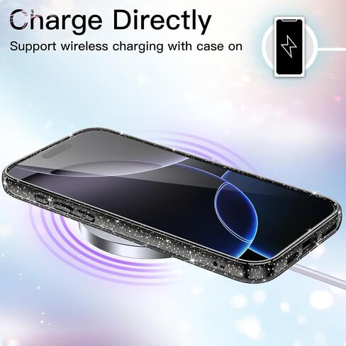 حافظة JETech اللامعة لهاتف iPhone 16 Pro مقاس 6.3 بوصة، غطاء ممتص للصدمات مضاد للصدمات، لطيف لامع للنساء والفتيات (شفاف) in Saudi Arabia