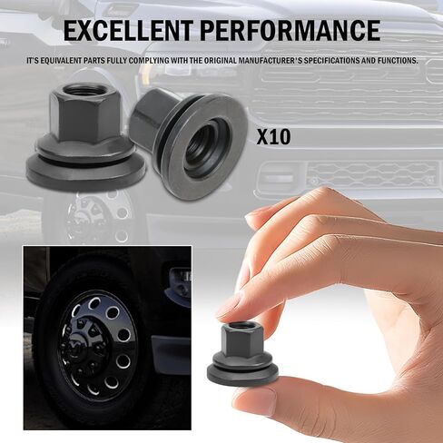 10 قطعة صامولة عروة العجلة 611-936 مناسبة لـ 2012-2022 Ram 3500 4000 4500 5500، M14-1.50 شفة - 22 مم سداسي، طول 28.5 مم، متوسط، 6509424AA in Kuwait