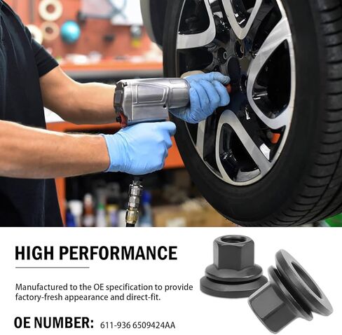 10 قطعة صامولة عروة العجلة 611-936 مناسبة لـ 2012-2022 Ram 3500 4000 4500 5500، M14-1.50 شفة - 22 مم سداسي، طول 28.5 مم، متوسط، 6509424AA in Kuwait