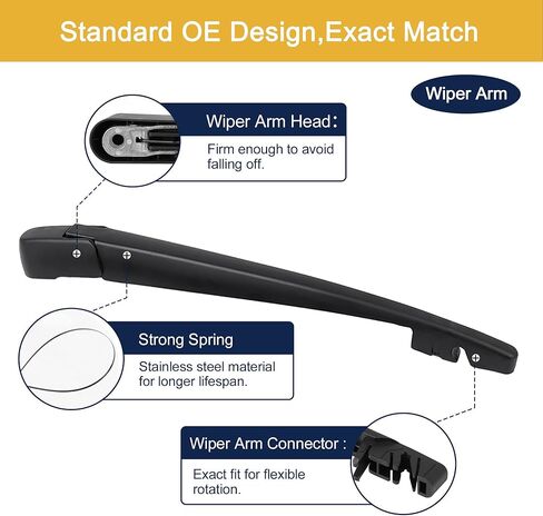 Unifizz Rear Windshield Wiper Blade Arm Set for Mazda 3 Hatchback 2005-2007 Black 360mm 14 inch in Kuwait