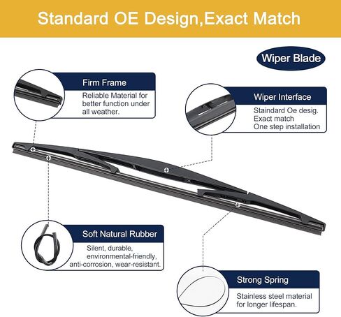 Unifizz Rear Windshield Wiper Blade Arm Set for Mazda 3 Hatchback 2005-2007 Black 360mm 14 inch in Kuwait