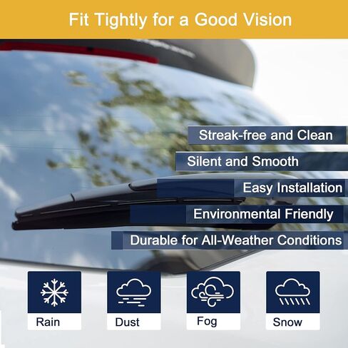 Unifizz Rear Windshield Wiper Blade Arm Set for Mazda 3 Hatchback 2005-2007 Black 360mm 14 inch in Kuwait