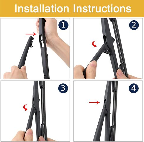 Unifizz Rear Windshield Wiper Blade Arm Set for Mazda 3 Hatchback 2005-2007 Black 360mm 14 inch in Kuwait