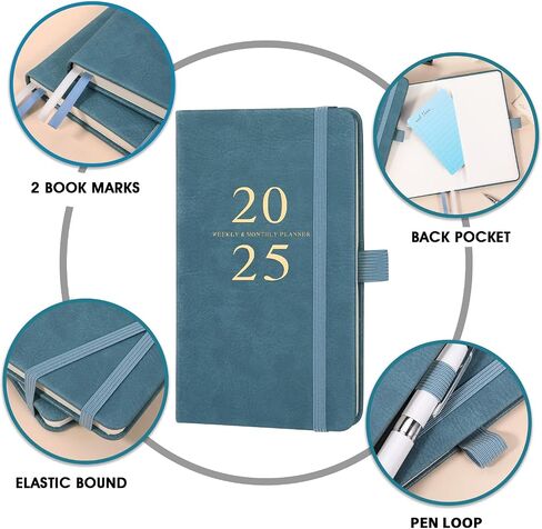 2025 Pocket Planner/Calendar - Pocket Planner 2025, JAN 2025 - DEC 2025, Pocket Calendar 2025 for Purse, 6.3'' × 3.8'', Elastic Bound, Bookmark, Inner Pocket, Agenda Planner with Pen Holder in Saudi Arabia