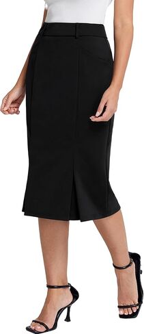 Belle Poque Women Pencil Skirt High Waisted Midi Pencil Skirt with Pockets in Kuwait