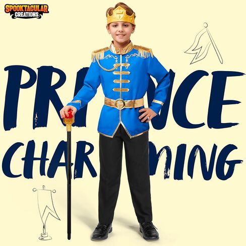 Spooktacular Creations Prince Costume for Boys, Royal Prince Charming Costume for Toddler Kids Halloween Costumes Parties in Kuwait