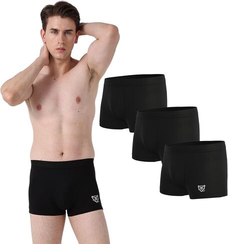 MINA & THEO Men's Underwear Classic Bamboo Rayon Boxer Trunks Super Soft Moisture Wicking Tagless & No Fly (Pack of 3) in Saudi Arabia