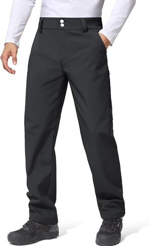 سراويل شتوية مبطنة بالصوف للتدفئة للرجال من الجندي الحر، سراويل تزلج على الجليد قابلة للتوسيع بخصر ناعم in Kuwait