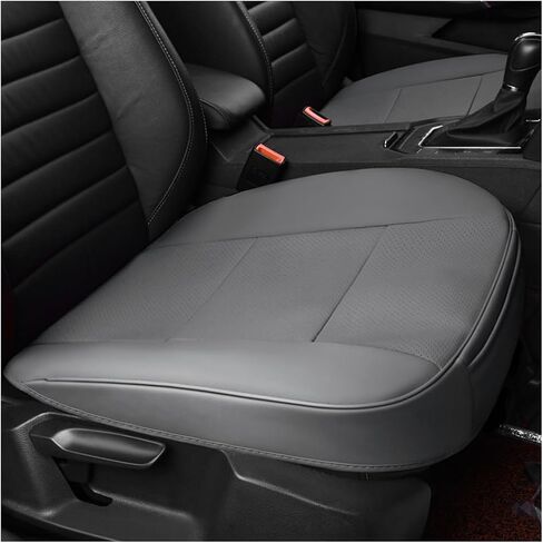 Car Seat Bottom Cover Pad, PU Leather Car Front Seat Protection Cover with Pocket, Auto Front Seat Button Cushion Pad for Most Vehicles, Universal Car Accessories (Beige) in Saudi Arabia