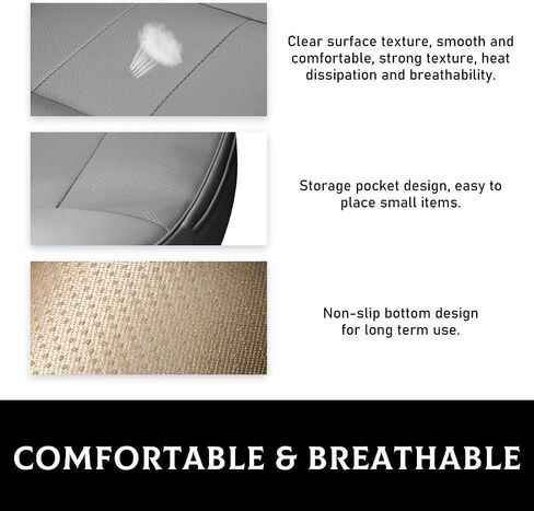 Car Seat Bottom Cover Pad, PU Leather Car Front Seat Protection Cover with Pocket, Auto Front Seat Button Cushion Pad for Most Vehicles, Universal Car Accessories (Beige) in Saudi Arabia