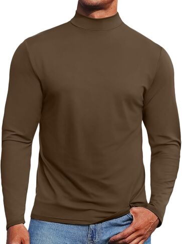 سترات رجالي ذات ياقة مدورة وقمصان بأكمام طويلة وقصة ضيقة ورقبة سلحفاة ملابس داخلية حرارية وبلوزات متماسكة in Kuwait