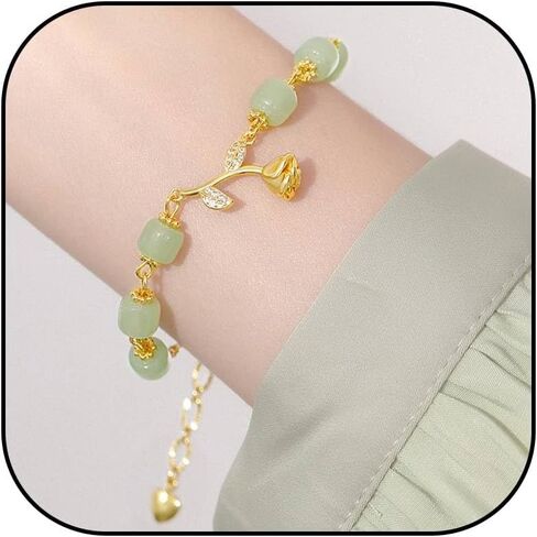 72ore Jade Bracelet Jade Bracelet for Women Genuine Jade Bead Bracelet Flower Charm Bracelet Jewelry Gifts for Women in Saudi Arabia