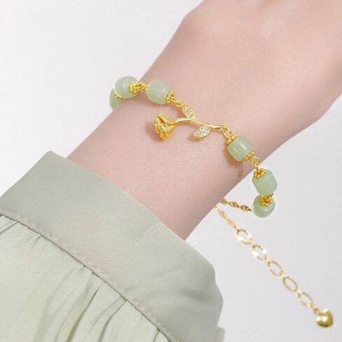 72ore Jade Bracelet Jade Bracelet for Women Genuine Jade Bead Bracelet Flower Charm Bracelet Jewelry Gifts for Women in Saudi Arabia