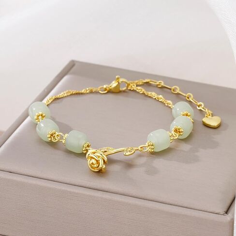 72ore Jade Bracelet Jade Bracelet for Women Genuine Jade Bead Bracelet Flower Charm Bracelet Jewelry Gifts for Women in Saudi Arabia