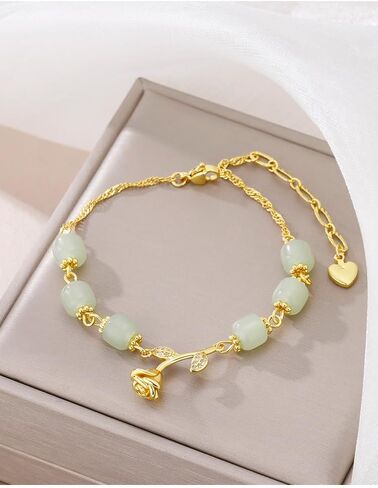 72ore Jade Bracelet Jade Bracelet for Women Genuine Jade Bead Bracelet Flower Charm Bracelet Jewelry Gifts for Women in Saudi Arabia