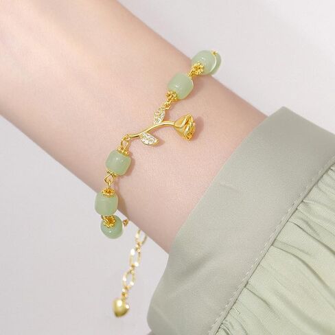 72ore Jade Bracelet Jade Bracelet for Women Genuine Jade Bead Bracelet Flower Charm Bracelet Jewelry Gifts for Women in Saudi Arabia