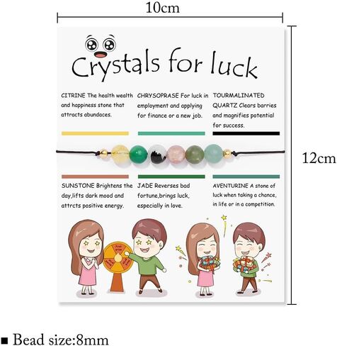 XAM Crystal Bead Bracelet for Women Adjustable Natural Stone Yoga Meditation Bracelet for Couple Friends Famlies Gift Chakra Bracelets with Wish Card in Saudi Arabia
