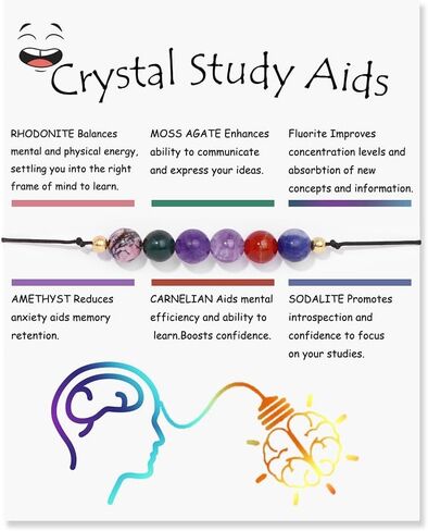 XAM Crystal Bead Bracelet for Women Adjustable Natural Stone Yoga Meditation Bracelet for Couple Friends Famlies Gift Chakra Bracelets with Wish Card in Saudi Arabia
