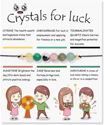 XAM Crystal Bead Bracelet for Women Adjustable Natural Stone Yoga Meditation Bracelet for Couple Friends Famlies Gift Chakra Bracelets with Wish Card in Saudi Arabia