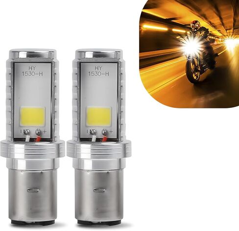 UGSHY 2 قطعة H6 BA20D لمبة أضواء LED للسيارة، 12 فولت على الوجهين عالية السطوع للدراجات النارية، ملحقات عالمية 500 أمبير للمركبات ذات العوارض المنخفضة لشاحنة سيارات الدفع الرباعي (الضوء الأبيض) in Kuwait