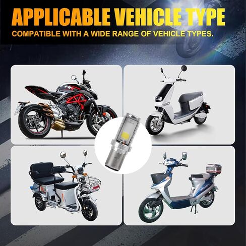 UGSHY 2 قطعة H6 BA20D لمبة أضواء LED للسيارة، 12 فولت على الوجهين عالية السطوع للدراجات النارية، ملحقات عالمية 500 أمبير للمركبات ذات العوارض المنخفضة لشاحنة سيارات الدفع الرباعي (الضوء الأبيض) in Kuwait