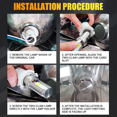 UGSHY 2 قطعة H6 BA20D لمبة أضواء LED للسيارة، 12 فولت على الوجهين عالية السطوع للدراجات النارية، ملحقات عالمية 500 أمبير للمركبات ذات العوارض المنخفضة لشاحنة سيارات الدفع الرباعي (الضوء الأبيض) in Kuwait