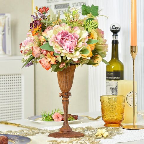 Sungmor Cast Iron Tabletop Flower Vase, Vintage Pretty Tulip Design, 8.6" Tall Decorative Centerpieces Flower Stand, Artificial Flower Arrangements Home Decor for Ceremony Birthday Holiday Event Party in Kuwait