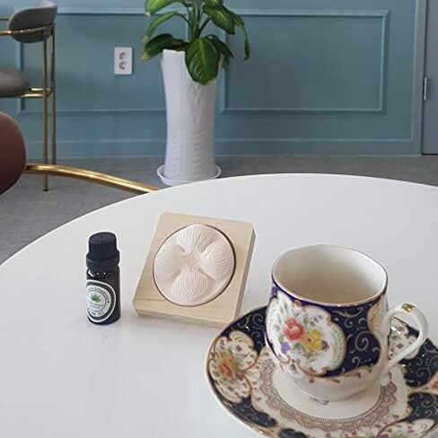 Air Healing Ceramic-Round Vine on Birch Wood Frame, Aroma Diffuser, Chemical Free Air purifying Ceramic Decoration removes bad odors & Vocs, Lovely Gift in Saudi Arabia