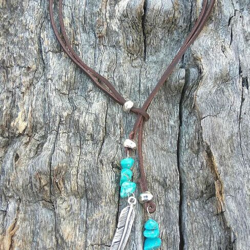 Boho Necklaces for Women, Choker Necklace for Women Trendy Boho Layered Leather Necklace Western Turquoise Necklace Boho Jewelry for Women Cowgirl in Saudi Arabia