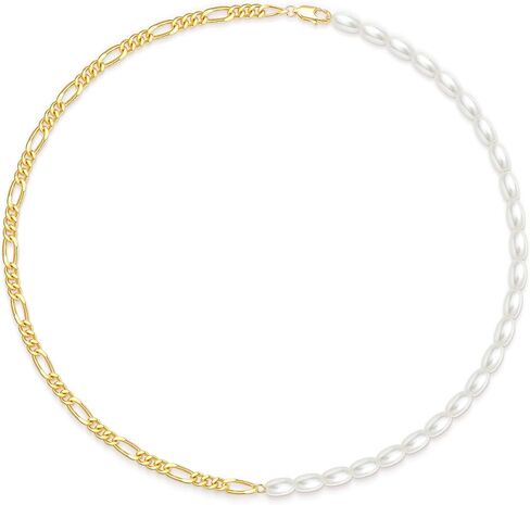 Dainty Created Pearl Choker Necklaces for Women 18K Gold Plated Pearl Chain Necklace Trendy Simple Pearl Necklace for Women in Saudi Arabia