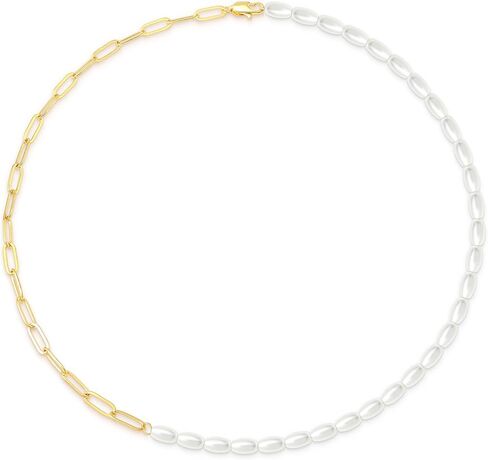Dainty Created Pearl Choker Necklaces for Women 18K Gold Plated Pearl Chain Necklace Trendy Simple Pearl Necklace for Women in Saudi Arabia