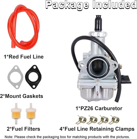 rutu pz26 المكربن ​​26mm استبدال عدة الكربوهيدرات ل xr100 xr100r crf100f trx250 gy6 125cc 50cc atv go-kart الدراجة الترابية، مكربن ​​خنق اليد مع فلتر الوقود خط الوقود الأحمر in Kuwait