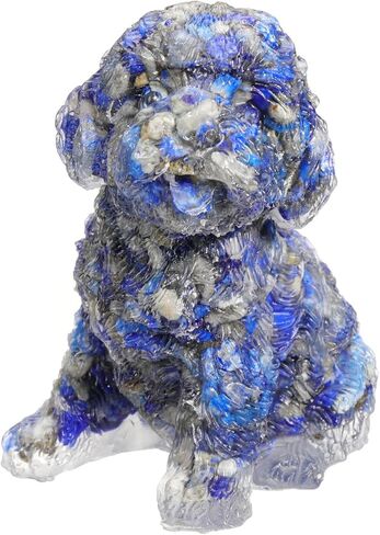 Jovivi 2.56 بوصة تمثال كلب كريستال جمشت منحوت من الراتنج الريكي شفاء كريستال جيب حجر النحت الأحجار الكريمة الحيوان الكلب التماثيل زخرفة لطيف غرفة مكتب ديكور الهدايا in Kuwait