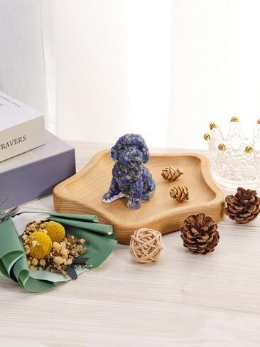 Jovivi 2.56 بوصة تمثال كلب كريستال جمشت منحوت من الراتنج الريكي شفاء كريستال جيب حجر النحت الأحجار الكريمة الحيوان الكلب التماثيل زخرفة لطيف غرفة مكتب ديكور الهدايا in Kuwait