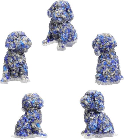 Jovivi 2.56 بوصة تمثال كلب كريستال جمشت منحوت من الراتنج الريكي شفاء كريستال جيب حجر النحت الأحجار الكريمة الحيوان الكلب التماثيل زخرفة لطيف غرفة مكتب ديكور الهدايا in Kuwait