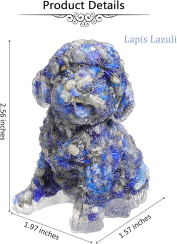 Jovivi 2.56 بوصة تمثال كلب كريستال جمشت منحوت من الراتنج الريكي شفاء كريستال جيب حجر النحت الأحجار الكريمة الحيوان الكلب التماثيل زخرفة لطيف غرفة مكتب ديكور الهدايا in Kuwait