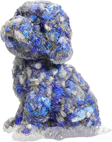 Jovivi 2.56 بوصة تمثال كلب كريستال جمشت منحوت من الراتنج الريكي شفاء كريستال جيب حجر النحت الأحجار الكريمة الحيوان الكلب التماثيل زخرفة لطيف غرفة مكتب ديكور الهدايا in Kuwait