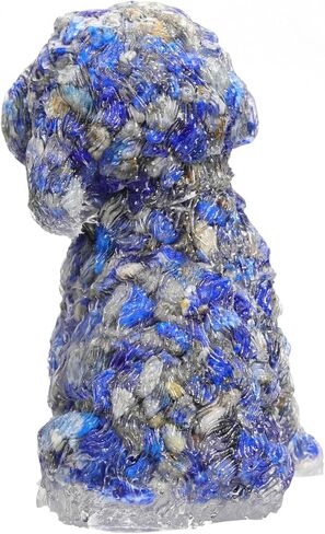 Jovivi 2.56 بوصة تمثال كلب كريستال جمشت منحوت من الراتنج الريكي شفاء كريستال جيب حجر النحت الأحجار الكريمة الحيوان الكلب التماثيل زخرفة لطيف غرفة مكتب ديكور الهدايا in Kuwait