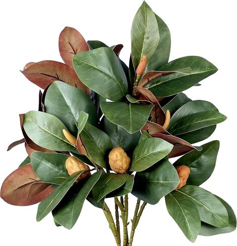 Set of 4 Magnolia Branches 32 Inch Long Artificial Magnolia with Leaves Greenery Houseplant for Indoor Outdoor Home Wedding Centerpiece Wall Backdrop (Green - Set of 4) in Kuwait