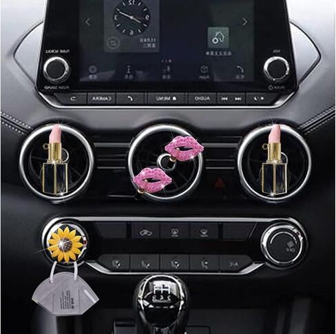 5 Pcs Bling Pink Lips Air Vent Clips, Heart Shape Crystal Car Air Vent Clip Charms Car Air Fresheners for Women Rhinestone Diffuser Vent Clip Cute Car Decor Bling Car Accessories,Interior Accessories in Saudi Arabia