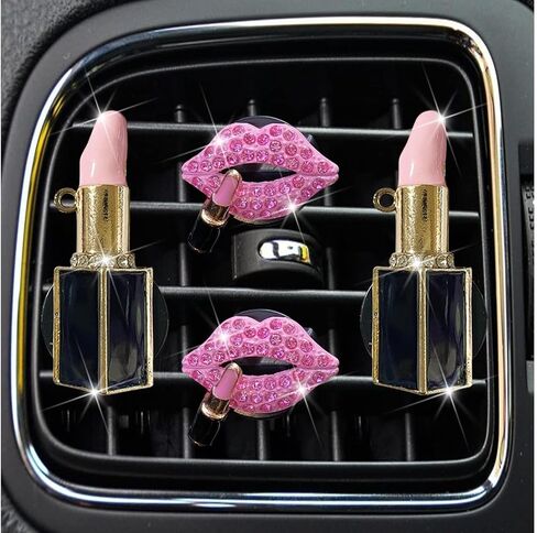 5 Pcs Bling Pink Lips Air Vent Clips, Heart Shape Crystal Car Air Vent Clip Charms Car Air Fresheners for Women Rhinestone Diffuser Vent Clip Cute Car Decor Bling Car Accessories,Interior Accessories in Saudi Arabia