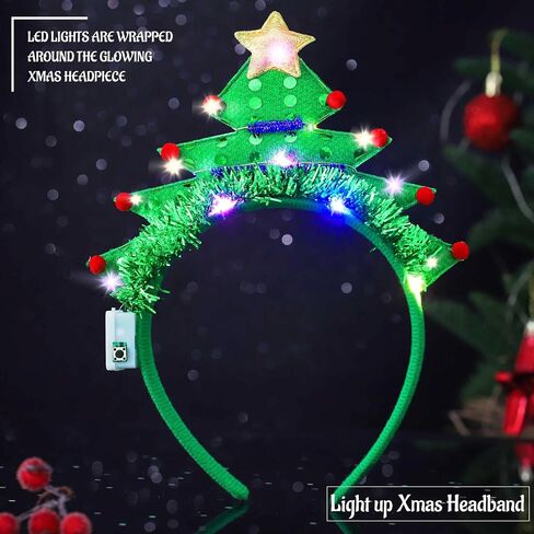 Olbye LED Christmas Headbands Light Up Xmas Hairband Glow Christmas Tree Holiday Costume Accessories for Women in Saudi Arabia