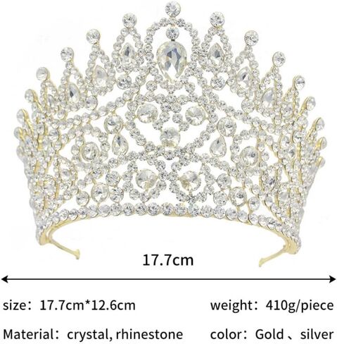 QXMYOO Extra Large Tiaras Tall Pageant Crowns for Women Clear Austrian Crystal Tiara Silver Homecoming Queen Crown Big Rhinestone Headpiece for Birthday Prom Quinceanera Wedding in Saudi Arabia