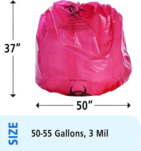 Stout by Envision "Envision ISR-33-H أكياس جمع النفايات المعدية، LLDPE، 33 بوصة × 40 بوصة"، سعة 33 جالون، سمك 1.2 مل، 3 جالون، أحمر، عبوة من 100 بوصة in Kuwait